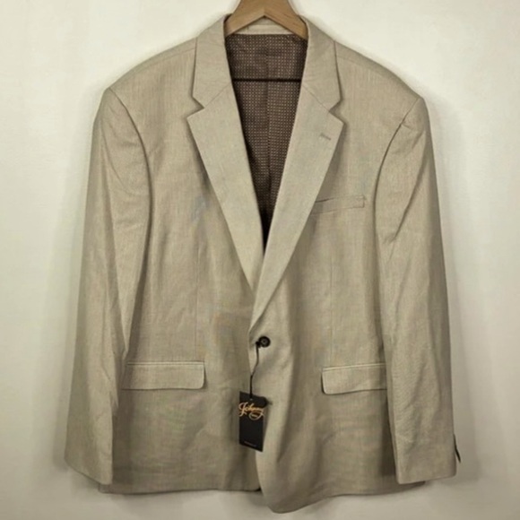 Tall Harewood Textured Solid Stretch Blazer Suit Coat Jacket  Dune 42L 46L NWT - Picture 3 of 11